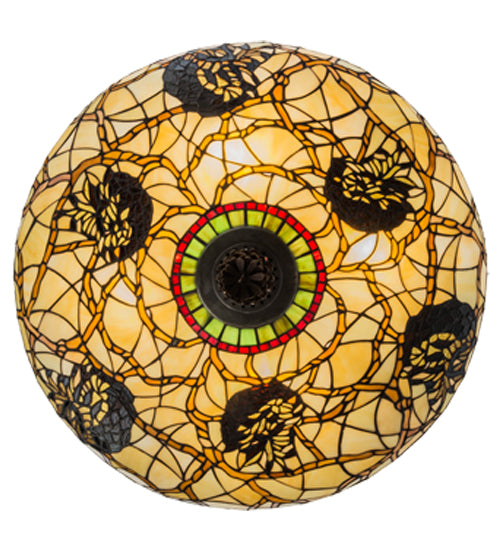 Meyda Lighting Pinecone 24" 4-Light Mahogany Bronze Inverted Pendant Light With Multi-Colored Shade Glass