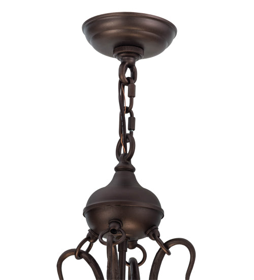 Meyda Lighting Pinecone 24" 4-Light Mahogany Bronze Inverted Pendant Light With Multi-Colored Shade Glass