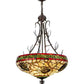 Meyda Lighting Pinecone 24" 4-Light Mahogany Bronze Inverted Pendant Light With Multi-Colored Shade Glass