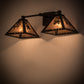 Meyda Lighting Pinecone 26" 2-Light Textured Black Wall Sconce With Silver Mica Shade Glass