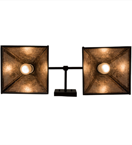 Meyda Lighting Pinecone 26" 2-Light Textured Black Wall Sconce With Silver Mica Shade Glass
