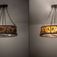 Meyda Lighting Pinecone 26" 6-Light Oil Rubbed Bronze Inverted Pendant Light With Amber Mica & Silver Mica Shade Glass