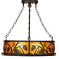 Meyda Lighting Pinecone 26" 6-Light Oil Rubbed Bronze Inverted Pendant Light With Amber Mica & Silver Mica Shade Glass