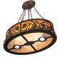 Meyda Lighting Pinecone 26" 6-Light Oil Rubbed Bronze Inverted Pendant Light With Amber Mica & Silver Mica Shade Glass