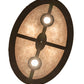 Meyda Lighting Pinecone 26" 6-Light Oil Rubbed Bronze Inverted Pendant Light With Amber Mica & Silver Mica Shade Glass