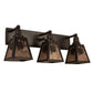 Meyda Lighting Pinecone 27" 3-Light Craftsman Brown Vanity Light With Silver Mica Shade Glass