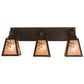 Meyda Lighting Pinecone 27" 3-Light Craftsman Brown Vanity Light With Silver Mica Shade Glass