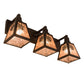 Meyda Lighting Pinecone 27" 3-Light Craftsman Brown Vanity Light With Silver Mica Shade Glass