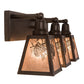 Meyda Lighting Pinecone 27" 3-Light Craftsman Brown Vanity Light With Silver Mica Shade Glass
