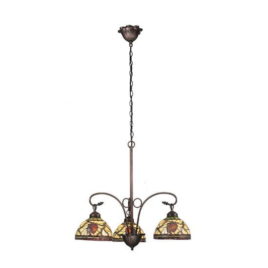 Meyda Lighting Pinecone 28" 3-Light Mahogany Bronze Chandelier With Stained Shade Glass