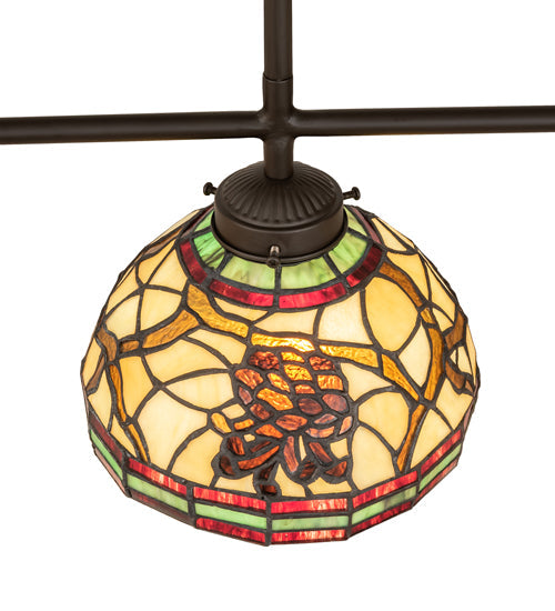 Meyda Lighting Pinecone 31" 3-Light Oil Rubbed Bronze Island Pendant Light With Multi-Colored Shade Glass