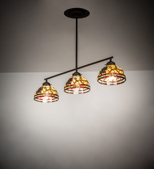 Meyda Lighting Pinecone 31" 3-Light Oil Rubbed Bronze Island Pendant Light With Multi-Colored Shade Glass