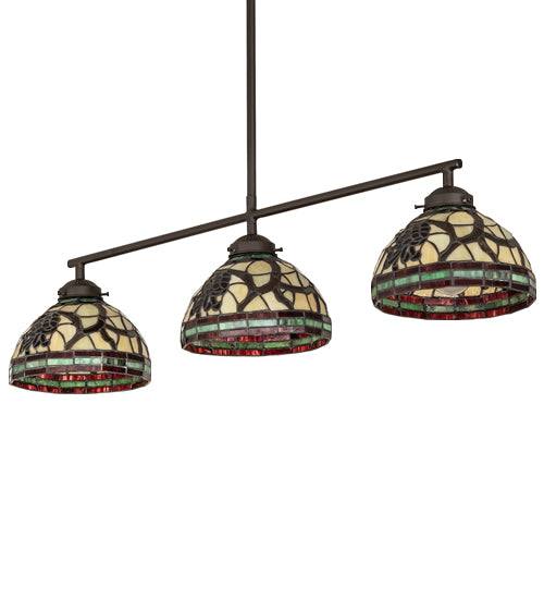 Meyda Lighting Pinecone 31" 3-Light Oil Rubbed Bronze Island Pendant Light With Multi-Colored Shade Glass