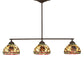 Meyda Lighting Pinecone 31" 3-Light Oil Rubbed Bronze Island Pendant Light With Multi-Colored Shade Glass