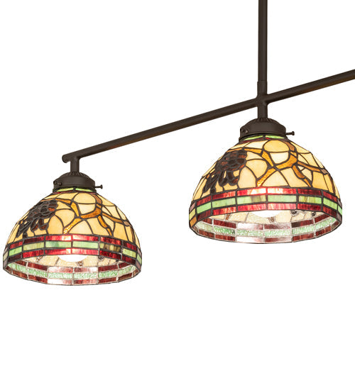Meyda Lighting Pinecone 31" 3-Light Oil Rubbed Bronze Island Pendant Light With Multi-Colored Shade Glass
