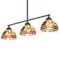 Meyda Lighting Pinecone 31" 3-Light Oil Rubbed Bronze Island Pendant Light With Multi-Colored Shade Glass