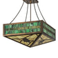 Meyda Lighting Pinecone 33" 4-Light Antique Copper Semi-flush Mount Light With Green;Multi-Colored Shade Glass