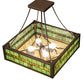 Meyda Lighting Pinecone 33" 4-Light Antique Copper Semi-flush Mount Light With Green;Multi-Colored Shade Glass