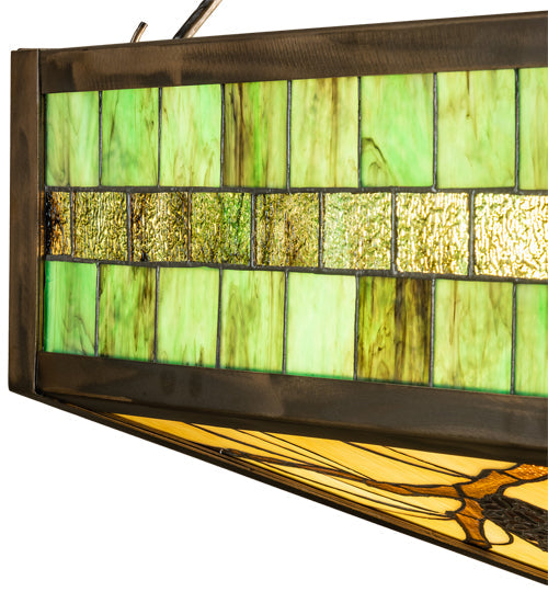 Meyda Lighting Pinecone 33" 4-Light Antique Copper Semi-flush Mount Light With Green;Multi-Colored Shade Glass
