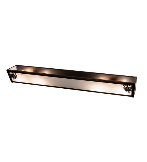 Meyda Lighting Pinecone 36" 4-Light Dark Burnished Antique Copper Vanity Light With White Opal Shade Glass