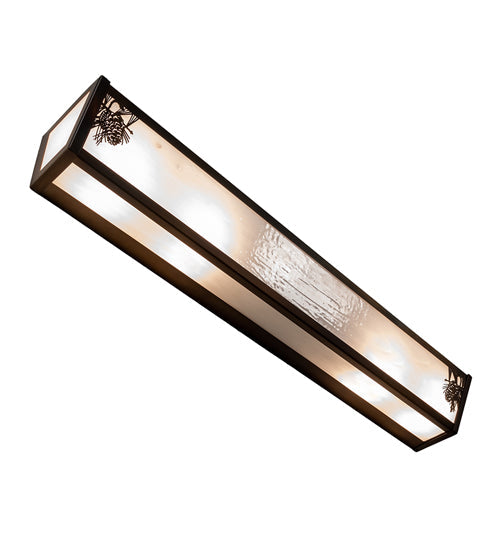 Meyda Lighting Pinecone 36" 4-Light Dark Burnished Antique Copper Vanity Light With White Opal Shade Glass