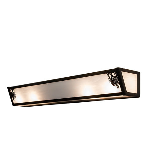 Meyda Lighting Pinecone 36" 4-Light Dark Burnished Antique Copper Vanity Light With White Opal Shade Glass