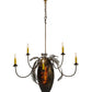 Meyda Lighting Pinecone 36" 5-Light 5-Arm Antique Copper Chandelier With Amber & Faux Candlelight Shade