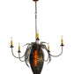 Meyda Lighting Pinecone 36" 5-Light 5-Arm Antique Copper Chandelier With Amber & Faux Candlelight Shade