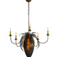 Meyda Lighting Pinecone 36" 5-Light 5-Arm Antique Copper Chandelier With Amber & Faux Candlelight Shade