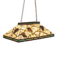 Meyda Lighting Pinecone 39" 3-Light Mahogany Bronze Mission Island Pendant Light With Multi-Colored Shade Glass