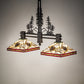 Meyda Lighting Pinecone 40" 2-Light Coffee Bean Island Pendant Light With Multi-Colored Stained Shade Glass
