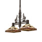 Meyda Lighting Pinecone 40" 2-Light Coffee Bean Island Pendant Light With Multi-Colored Stained Shade Glass
