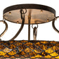 Meyda Lighting Pinecone 42" 6-Light Antique Copper Semi-flush Mount Light With Brown & Beige Shade Glass