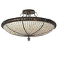 Meyda Lighting Pinecone 42" 6-Light Antique Copper Semi-flush Mount Light With Brown & Beige Shade Glass