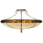 Meyda Lighting Pinecone 42" 6-Light Antique Copper Semi-flush Mount Light With Brown & Beige Shade Glass