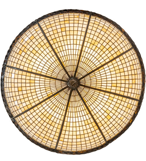 Meyda Lighting Pinecone 42" 6-Light Antique Copper Semi-flush Mount Light With Brown & Beige Shade Glass