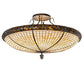 Meyda Lighting Pinecone 42" 6-Light Antique Copper Semi-flush Mount Light With Brown & Beige Shade Glass
