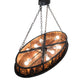 Meyda Lighting Pinecone 48" 8-Light Textured Black Oval Inverted Pendant Light With Amber Mica Shade Glass