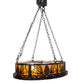 Meyda Lighting Pinecone 48" 8-Light Textured Black Oval Inverted Pendant Light With Amber Mica Shade Glass