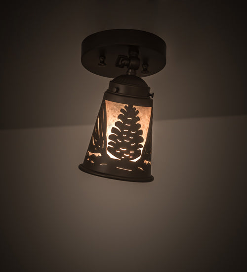Meyda Lighting Pinecone 5-11" Bronze Swing Arm Flush Mount Light With Silver Mica Shade Glass
