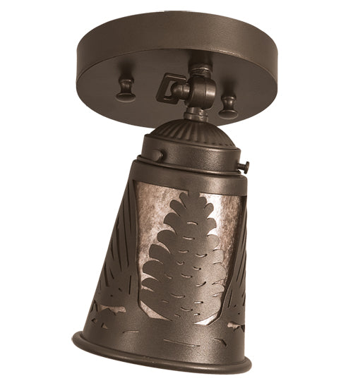Meyda Lighting Pinecone 5-11" Bronze Swing Arm Flush Mount Light With Silver Mica Shade Glass