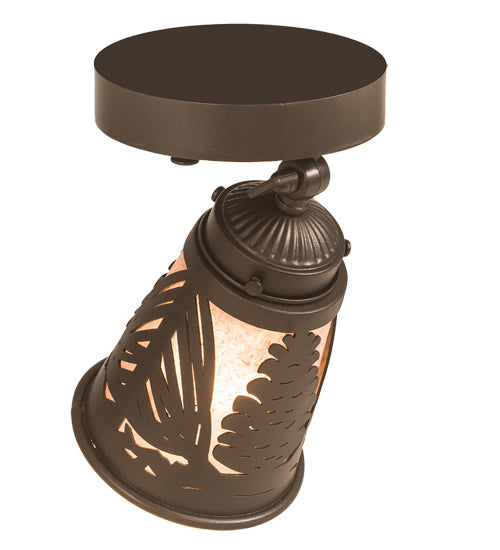 Meyda Lighting Pinecone 5-11" Bronze Swing Arm Flush Mount Light With Silver Mica Shade Glass