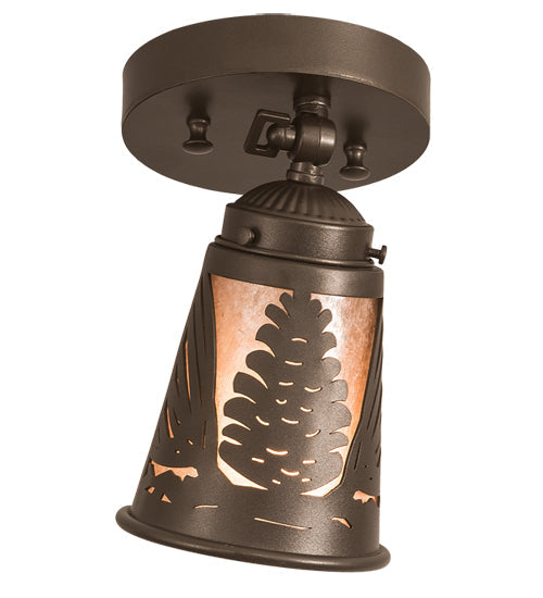 Meyda Lighting Pinecone 5-11" Bronze Swing Arm Flush Mount Light With Silver Mica Shade Glass