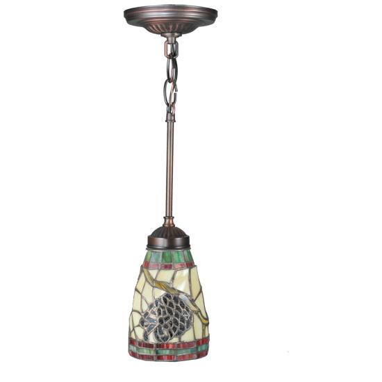 Meyda Lighting Pinecone 5" Mini Pendant Light With Stained Shade Glass