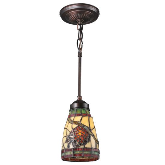 Meyda Lighting Pinecone 5" Mini Pendant Light With Stained Shade Glass