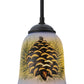 Meyda Lighting Pinecone 5" Wrought Iron Hand Painted Mini Pendant Light With Multi-Colored Shade Glass