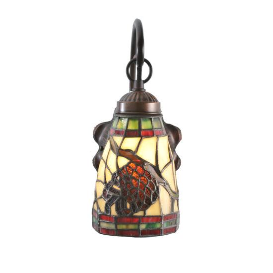 Meyda Lighting Pinecone 6" Mahogany Bronze Wall Sconce With Stained Shade Glass