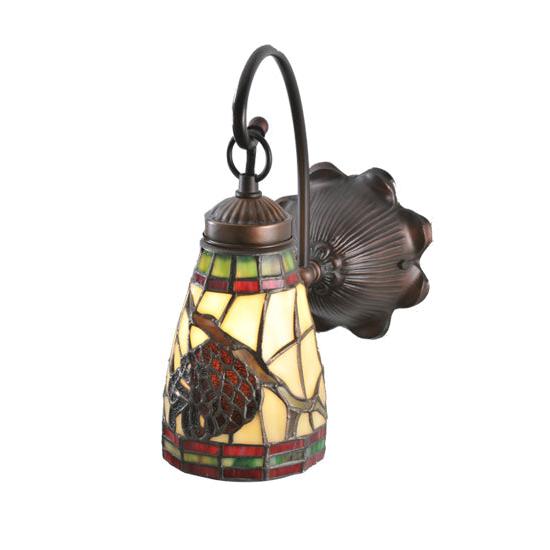 Meyda Lighting Pinecone 6" Mahogany Bronze Wall Sconce With Stained Shade Glass