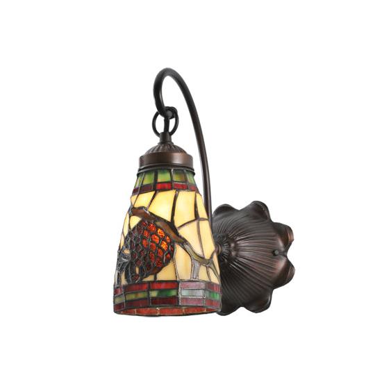 Meyda Lighting Pinecone 6" Mahogany Bronze Wall Sconce With Stained Shade Glass