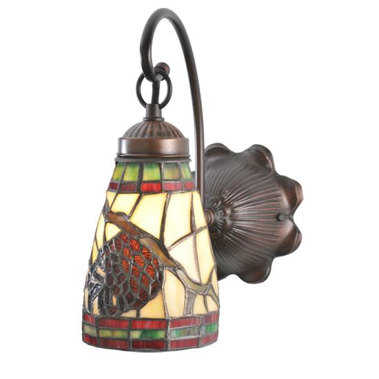 Meyda Lighting Pinecone 6" Mahogany Bronze Wall Sconce With Stained Shade Glass